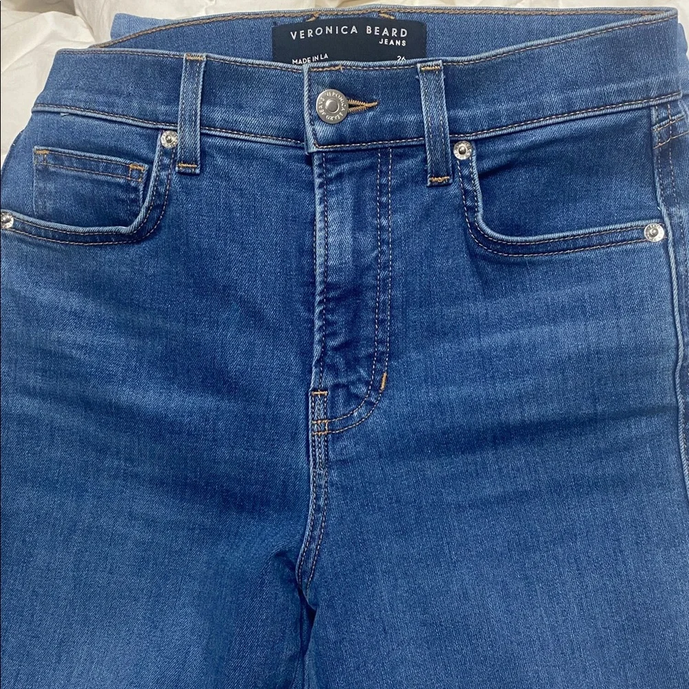 Veronica Beard Carson Mid-Blue Kick-Flare Jeans - Picture 2 of 4